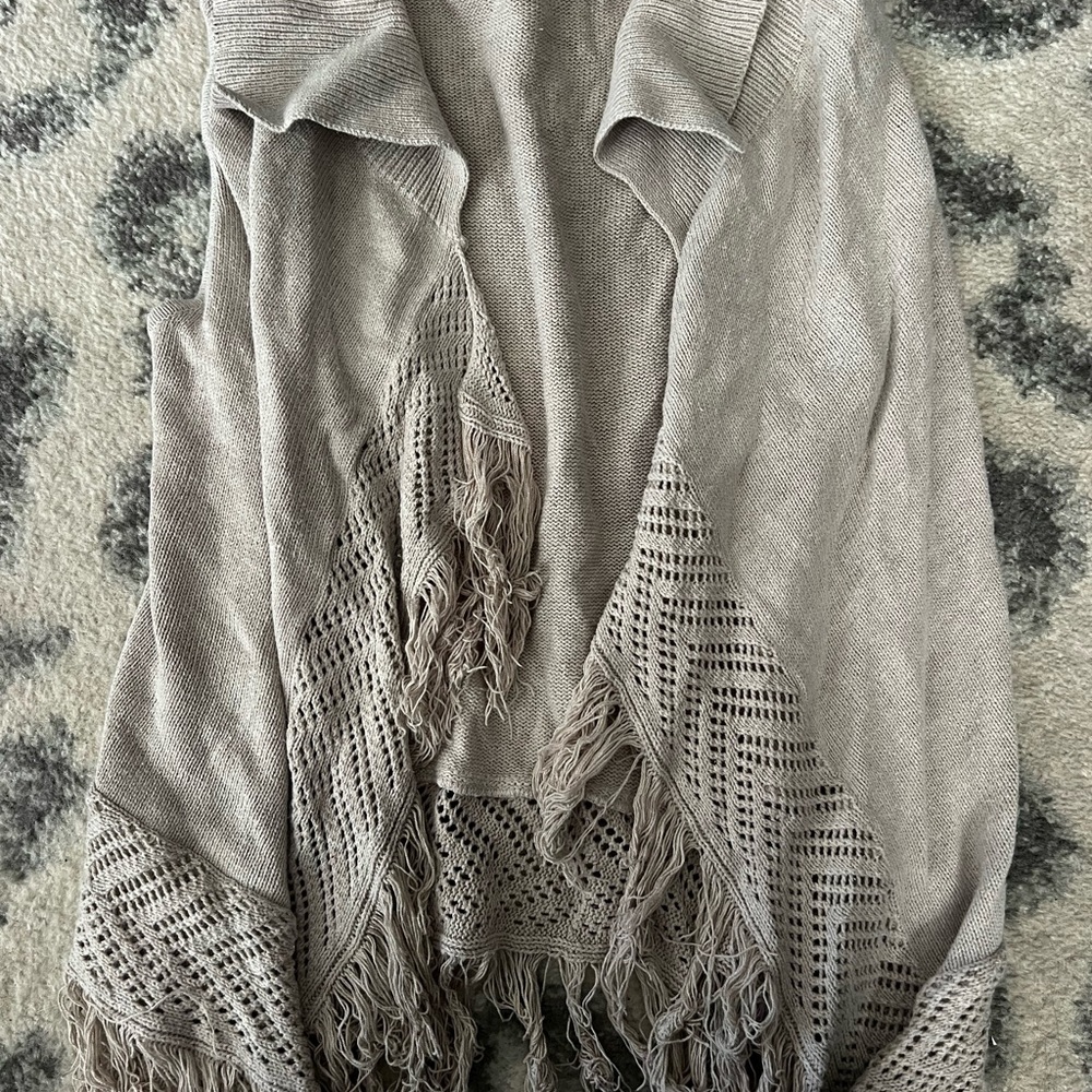 Cato Fringe Knit Sweater - Taupe